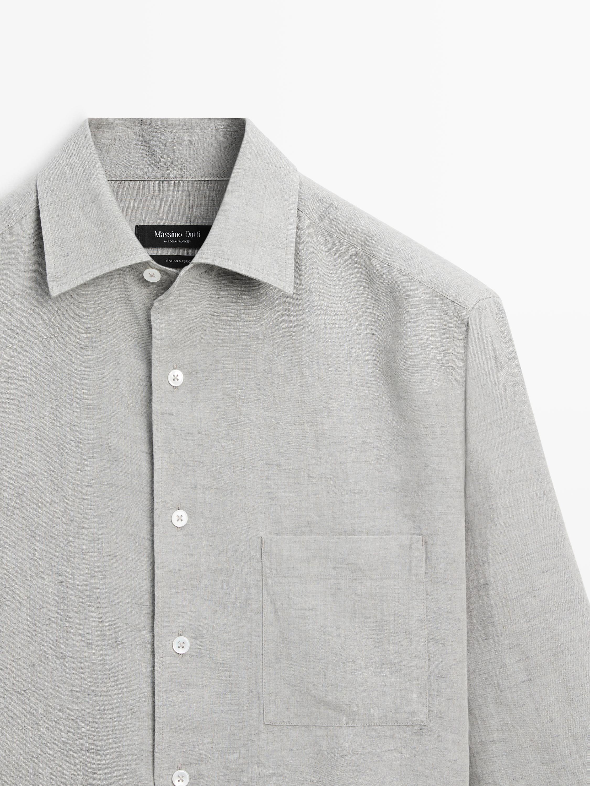 100% linen regular fit shirt with pocket